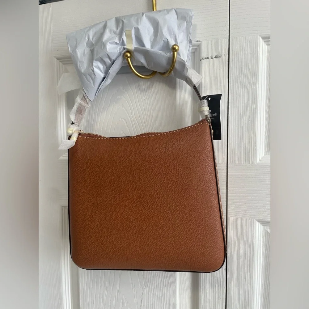 kate spade Brown Pebbled Leather Crossbody with Front Zip